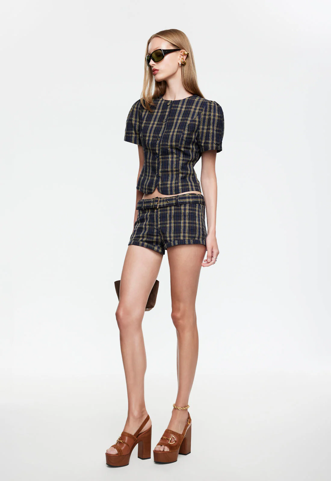 AFTERGLOW MINI SHORT - NAVY LEMON PLAID - Image 4