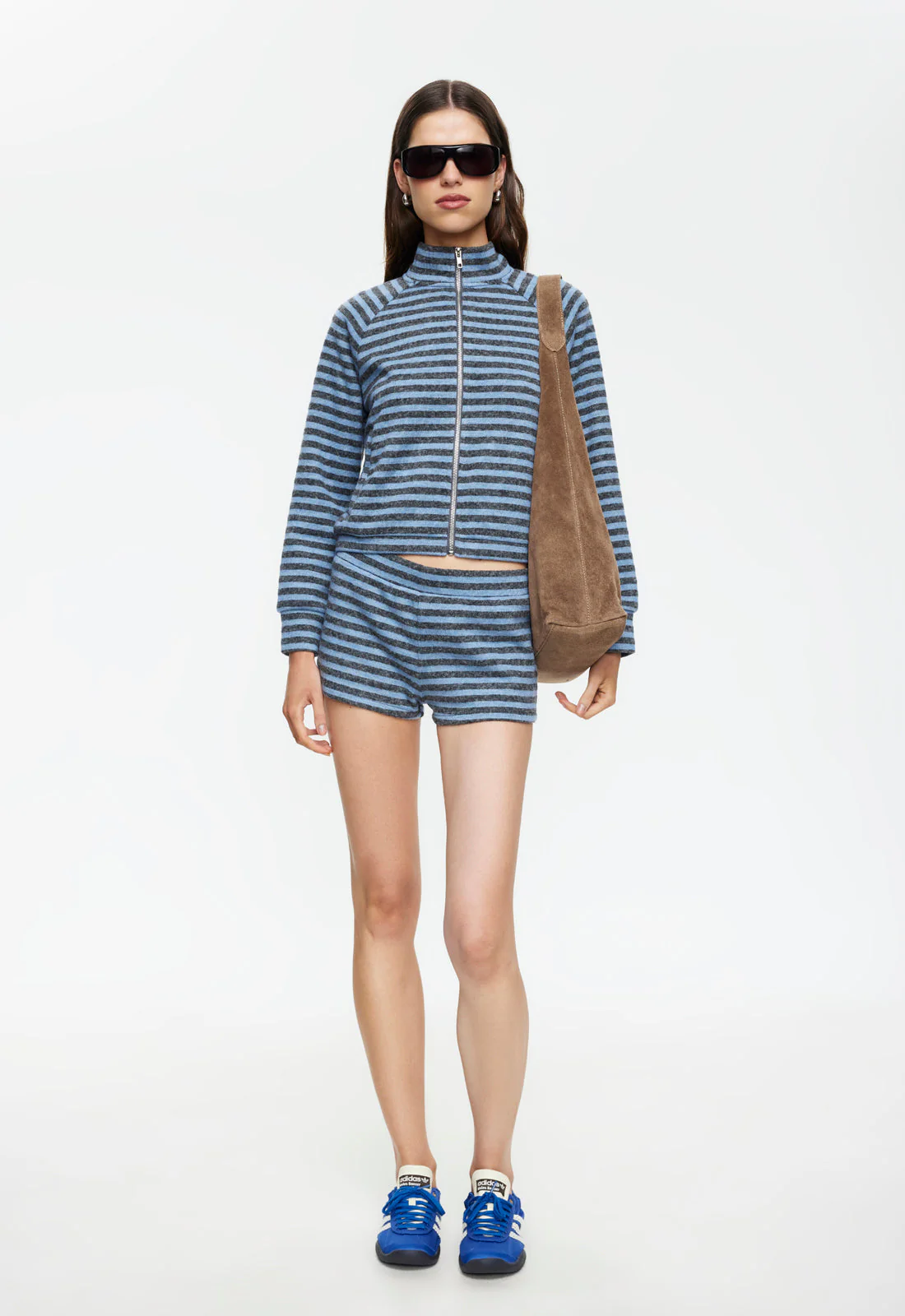 BLOOM KNIT JACKET - GREY BLUE STRIPE