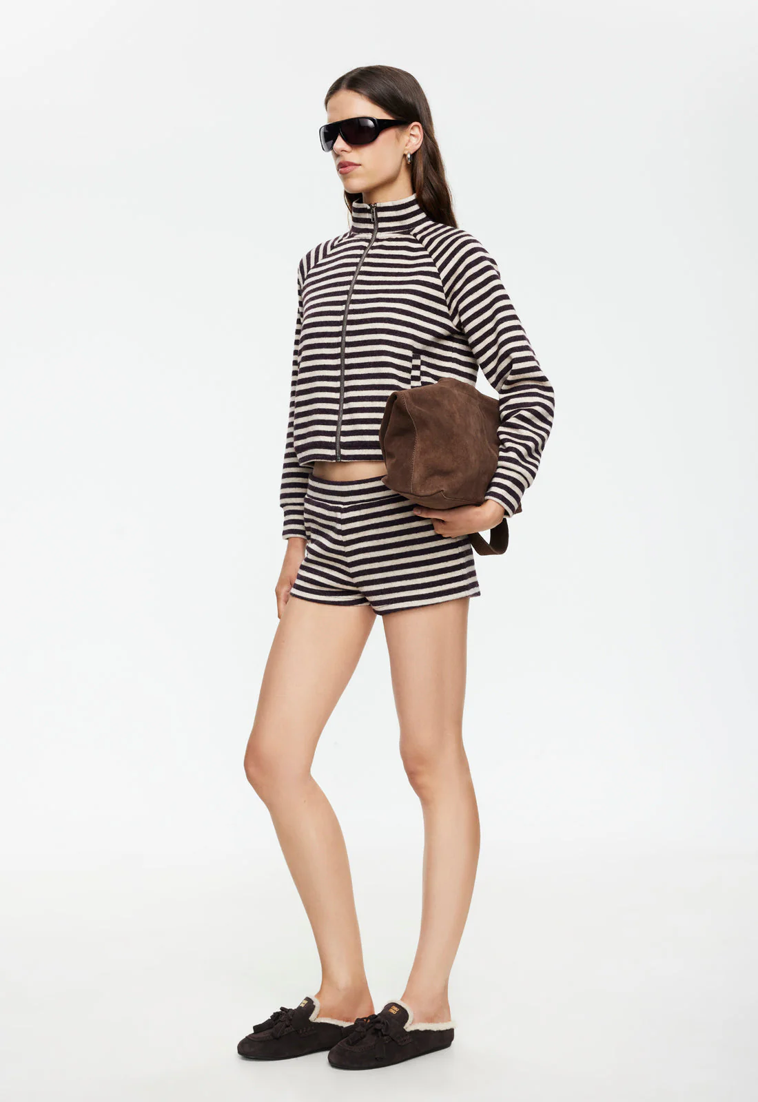 BLOOM KNIT SHORT - BEIGE CHOCOLATE STRIPE - Image 4