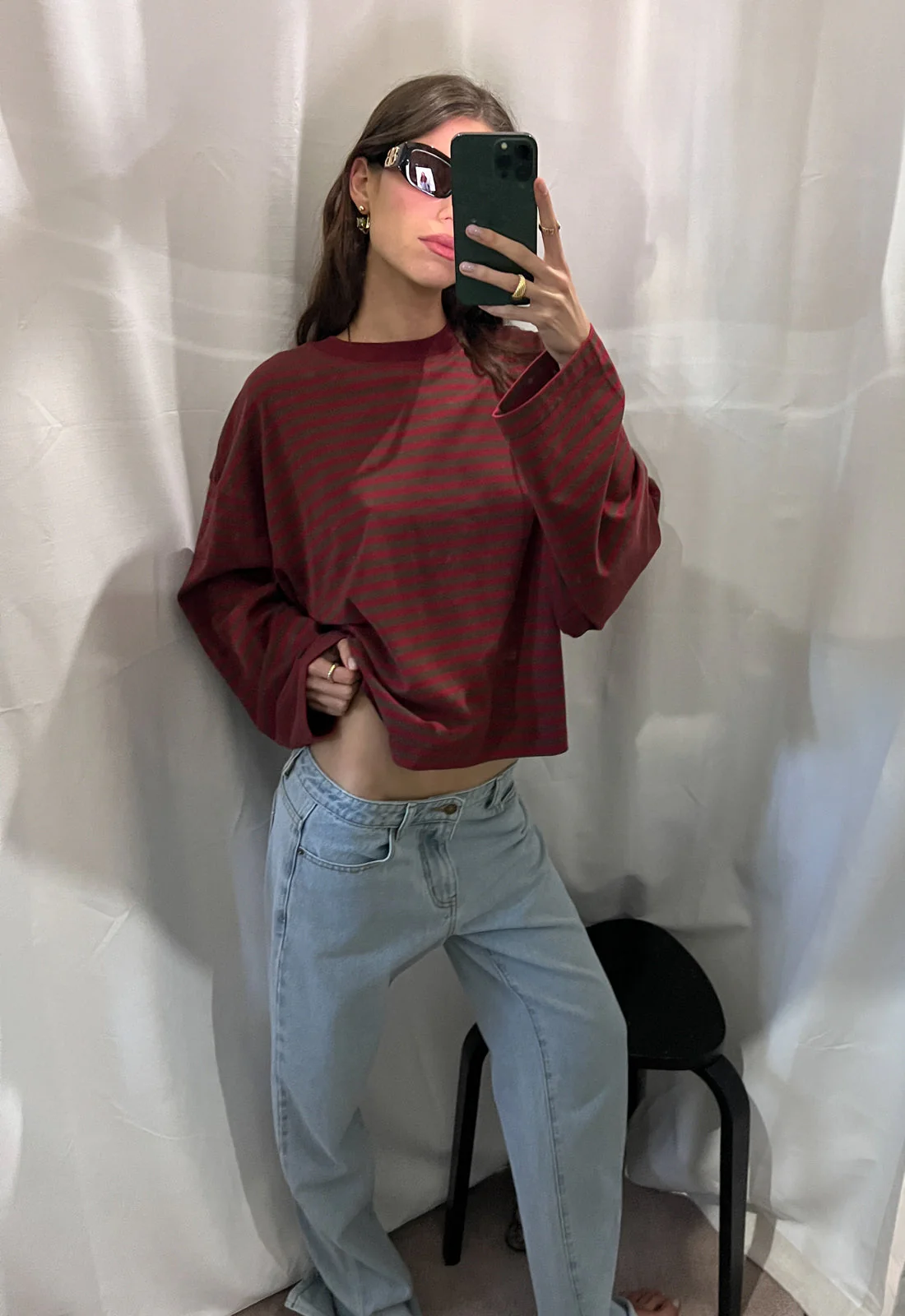 BLOOM LONG SLEEVE - CHOCOLATE WINE STRIPE - Image 6