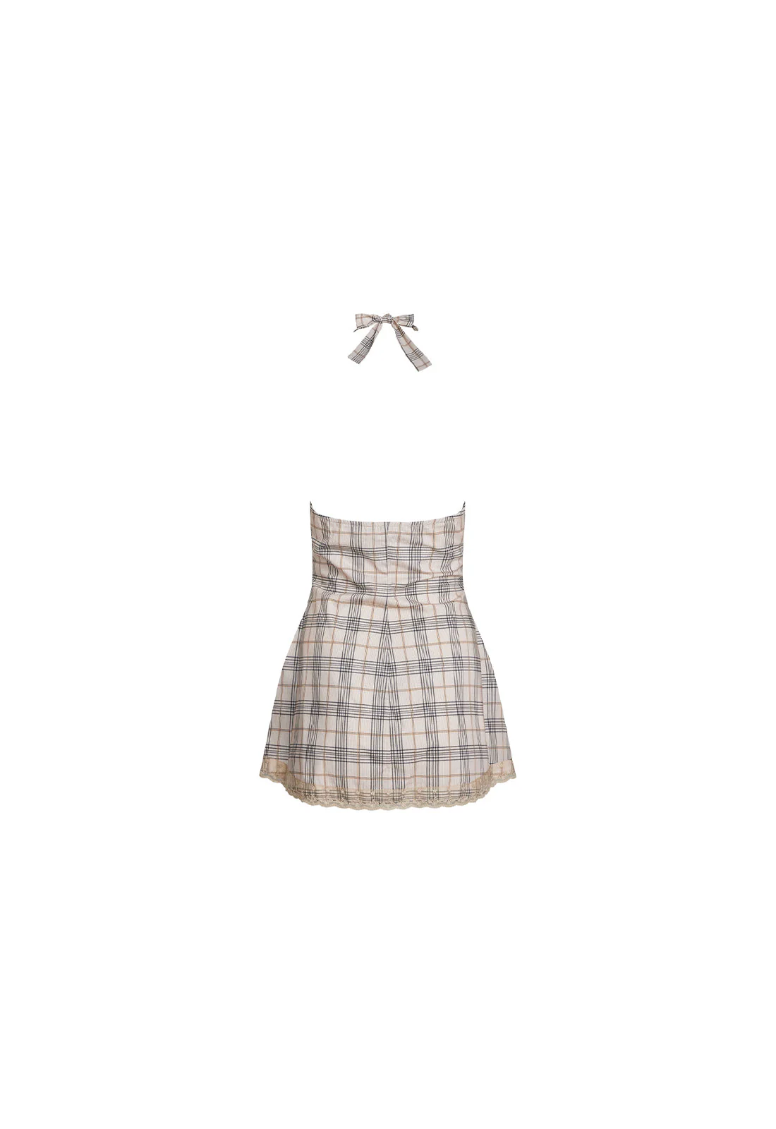 CHARMED MINI DRESS - BEIGE PLAID - Image 6