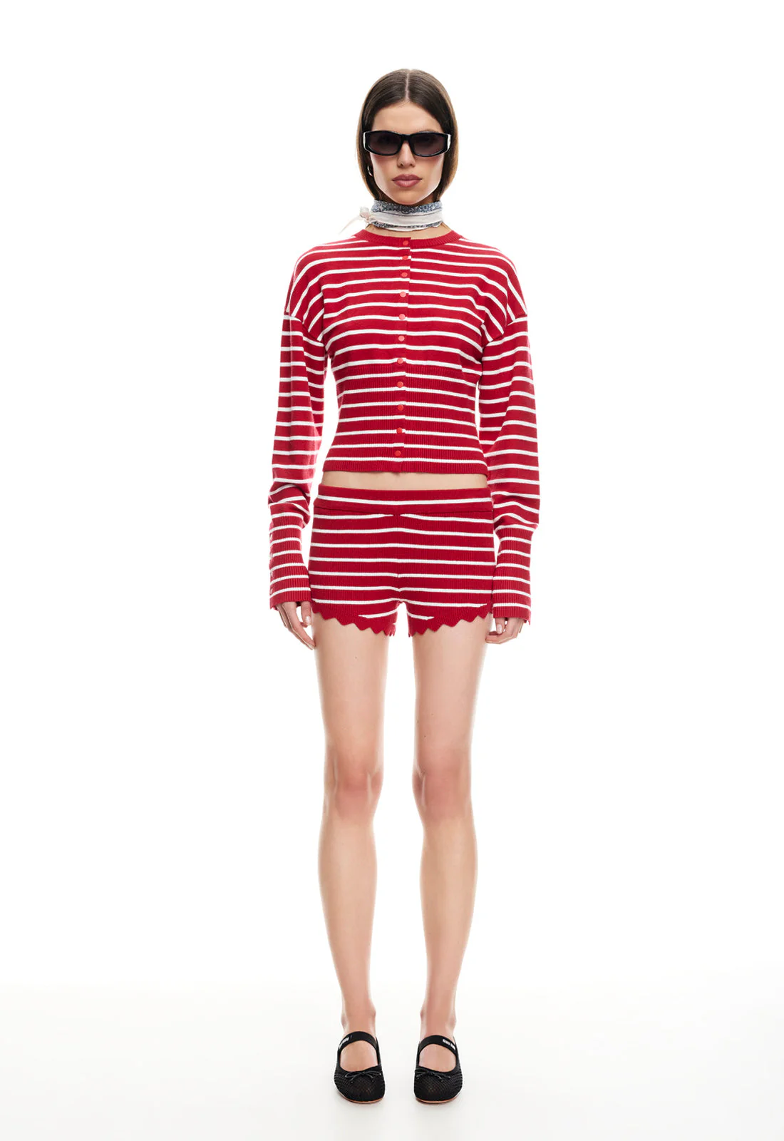 DOLLHOUSE KNIT SHORT - CRIMSON STRIPE - Image 3