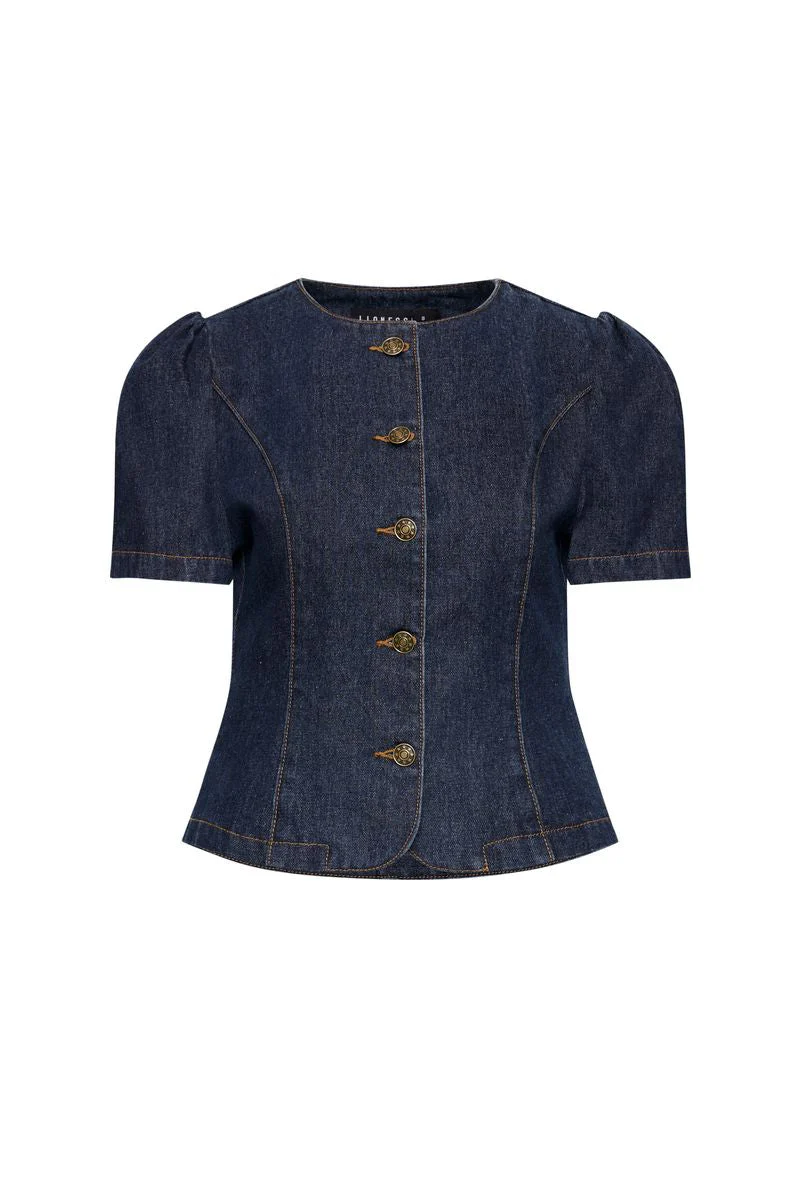 FEMME BLOUSE - DARK DENIM - Image 5