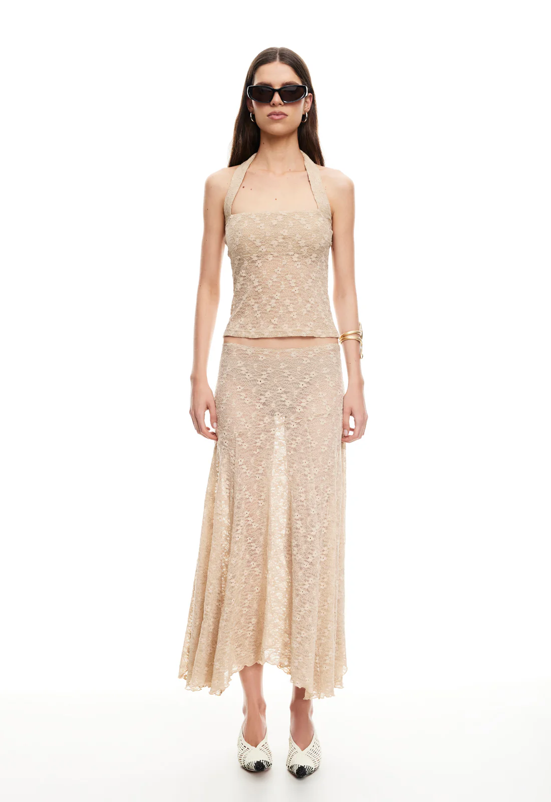 IN BLOOM LACE MIDI SKIRT - TAUPE - Image 3