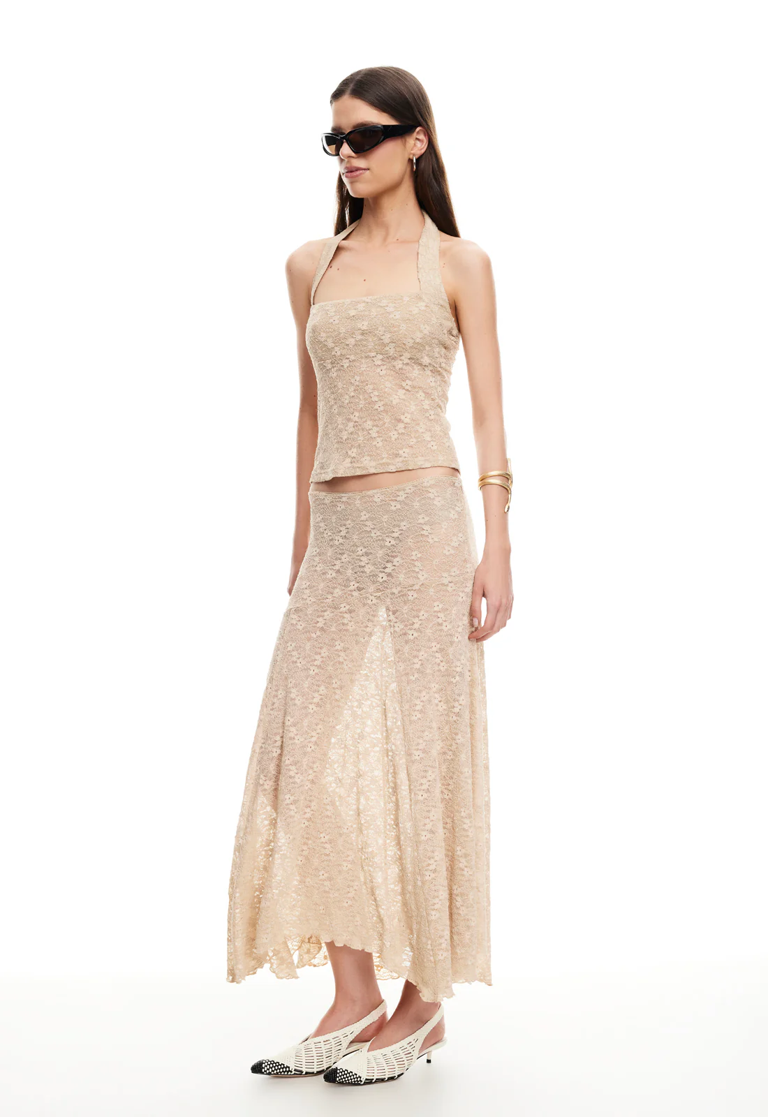 IN BLOOM LACE MIDI SKIRT - TAUPE - Image 4