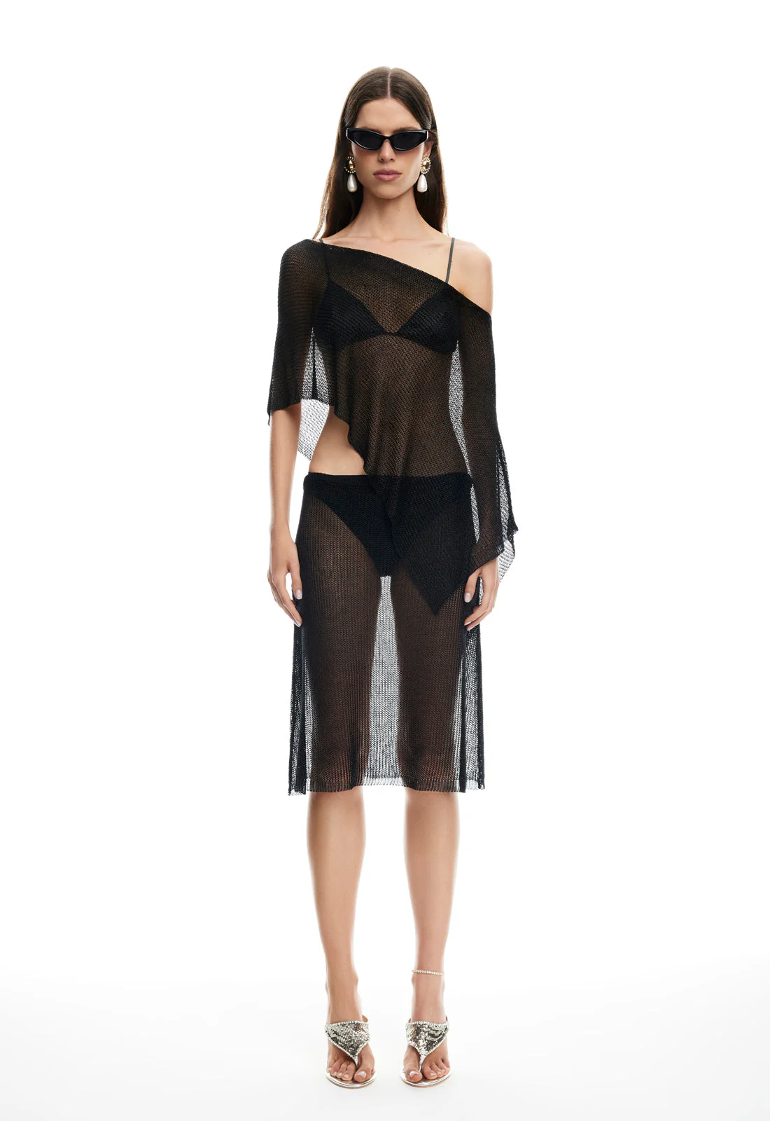 LUMINOUS MIDI SKIRT - OBSIDIAN - Image 3