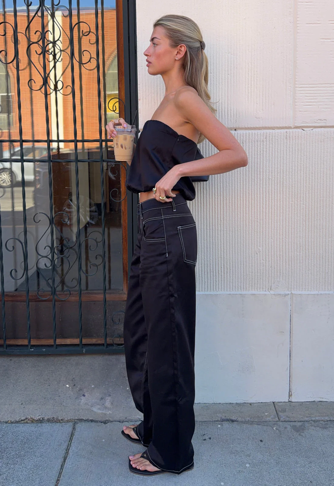 SERENITY SATIN PANT - NOIR - Image 2