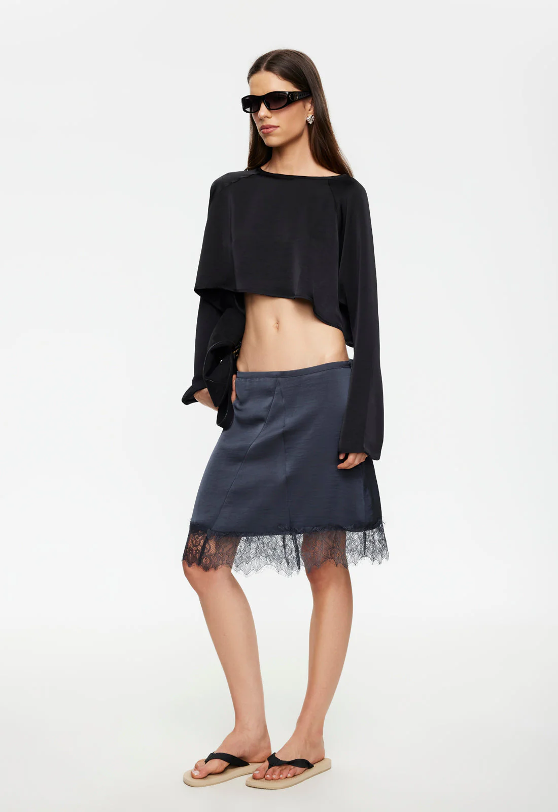 SKIN MIDI SKIRT - PETROL - Image 3