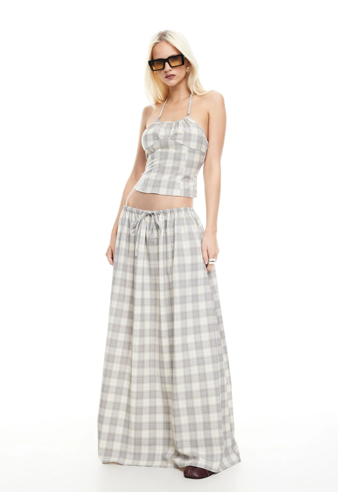 SWEET ESCAPE CAMI - SMOKE PLAID - Image 2