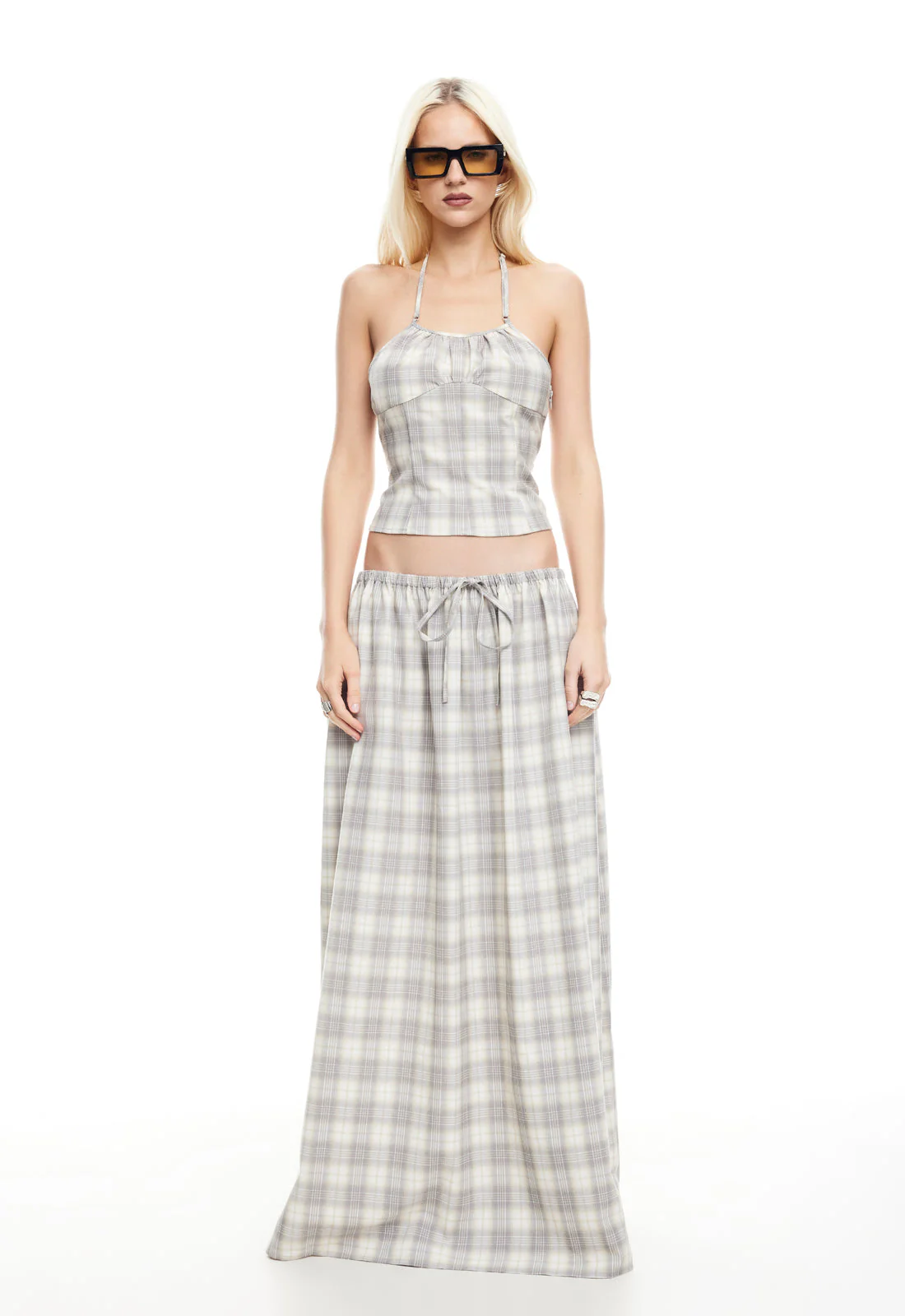 SWEET ESCAPE CAMI - SMOKE PLAID - Image 3