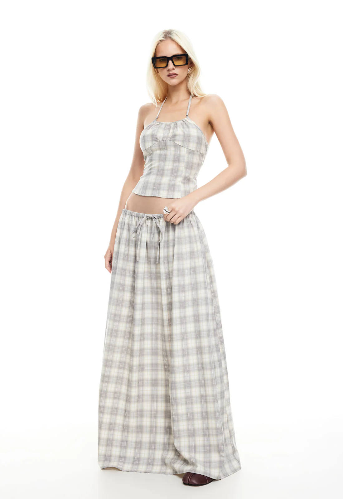 SWEET ESCAPE CAMI - SMOKE PLAID - Image 4