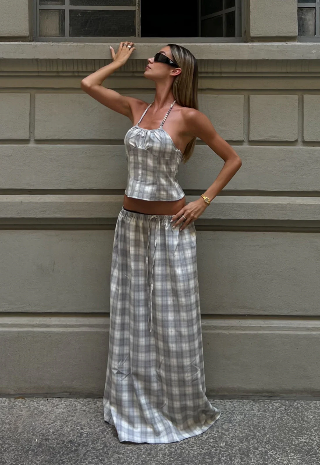 SWEET ESCAPE CAMI - SMOKE PLAID - Image 6