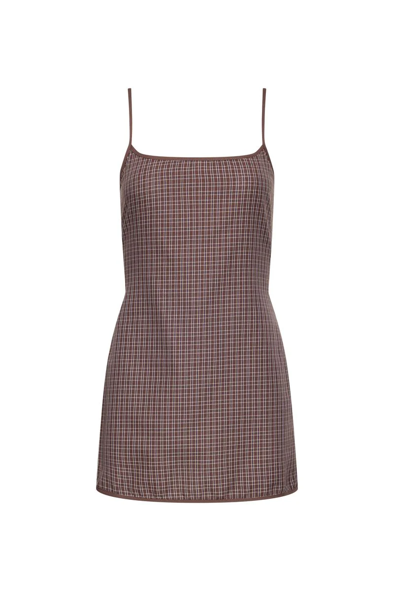 VOYAGE MINI DRESS - CHOCOLATE PLAID - Image 5